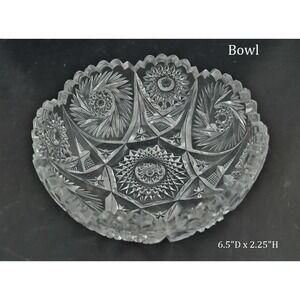 6 Imperial Glass Co No 555 WHIRLING STAR NUcut Collector's Crystal Bowls‎ 4" VTG